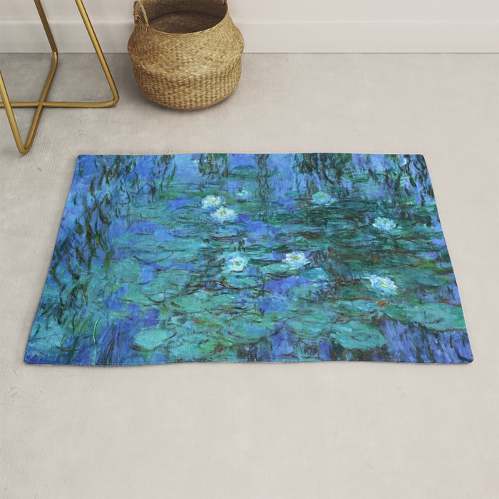 Claude Monet Water Lilies BLUE Rug Gallery Image 1