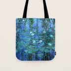 Claude Monet Water Lilies BLUE Tote Bag Gallery Image 1