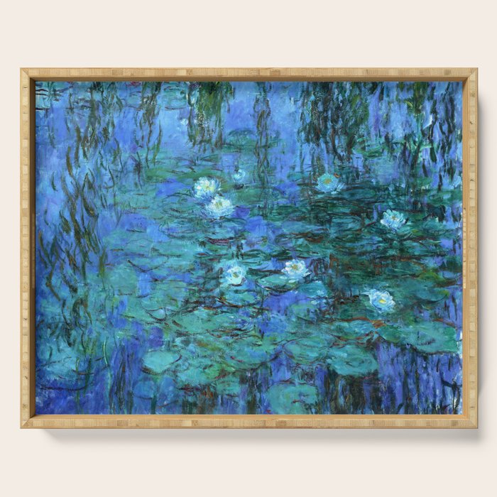 Claude Monet Water Lilies BLUE Serving Tray Gallery Image 1