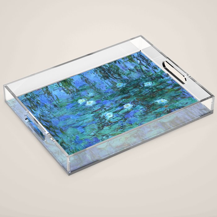 Claude Monet Water Lilies BLUE Acrylic Tray Gallery Image 1