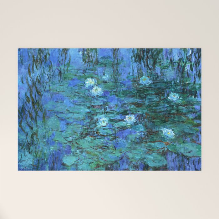 Claude Monet Water Lilies BLUE Welcome Mat Gallery Image 1