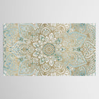 Yoga, Mandala, Teal and Gold, Wall Art Boho Tablecloth Gallery Image 2