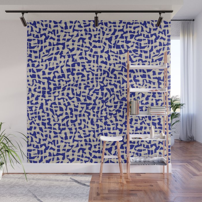 Playful strokes #3 / Beige on Blue Wall Mural Gallery Image 1