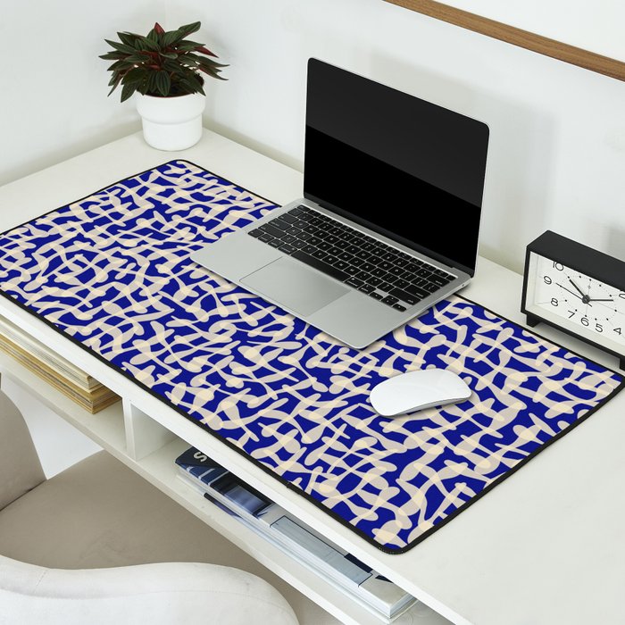 Playful strokes #3 / Beige on Blue Desk Mat Gallery Image 2