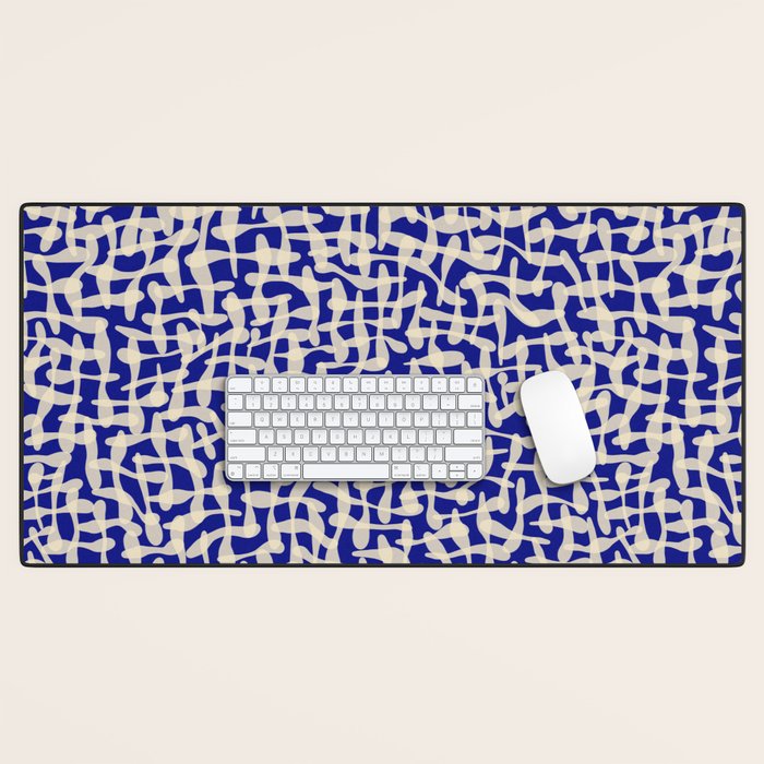 Playful strokes #3 / Beige on Blue Desk Mat Gallery Image 1