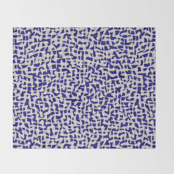 Playful strokes #3 / Beige on Blue Throw Blanket Gallery Image 2