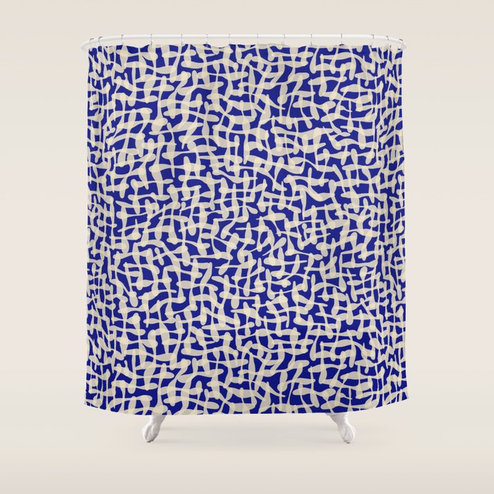 Playful strokes #3 / Beige on Blue Shower Curtain Gallery Image 1