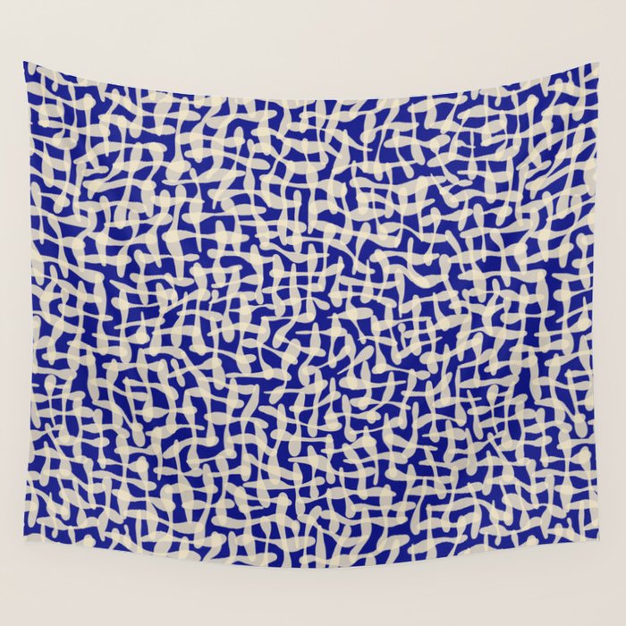 Playful strokes #3 / Beige on Blue Wall Tapestry Gallery Image 1