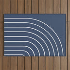 Minimal Arch XIV Navy Blue Modern Geometric Lines Outdoor Rug Gallery Image 1