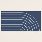 Minimal Arch XIV Navy Blue Modern Geometric Lines Desk Mat Gallery Image 3