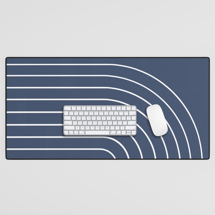 Minimal Arch XIV Navy Blue Modern Geometric Lines Desk Mat Gallery Image 1