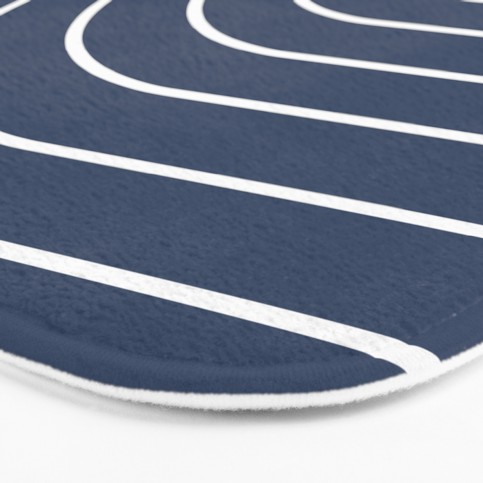 Minimal Arch XIV Navy Blue Modern Geometric Lines Bath Mat Gallery Image 3