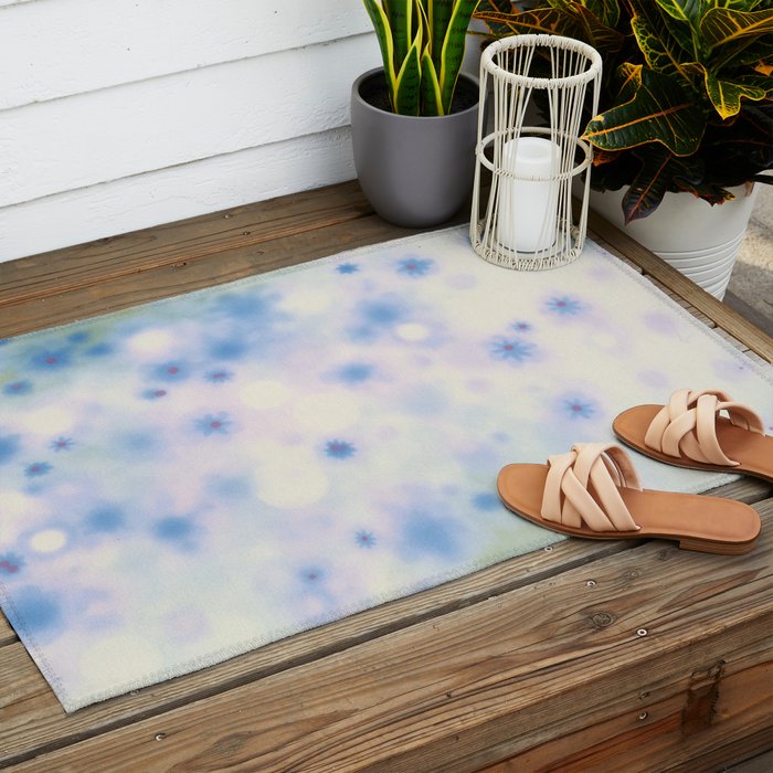 Daydream Daisies in a Soft Pastel Purple Haze Outdoor Rug Gallery Image 2