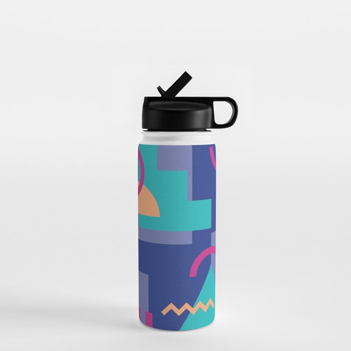 Memphis pattern 81 - 80s / 90s Retro Water Bottle Gallery Image 1