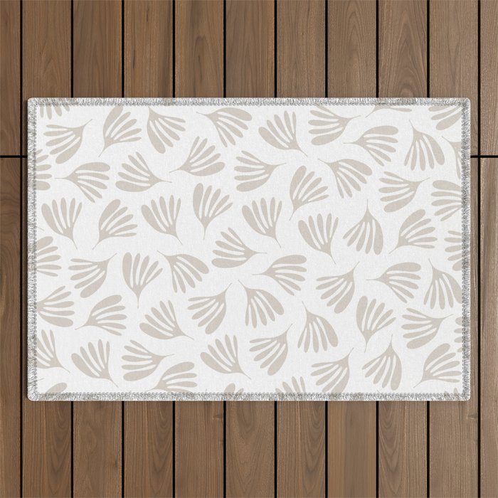 Wispy Leaves Neutral Contemporary Abstract Botanical Pattern Outdoor Rug Gallery Image 1