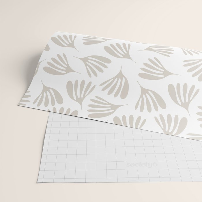 Wispy Leaves Neutral Contemporary Abstract Botanical Pattern Wrapping Paper Gallery Image 2