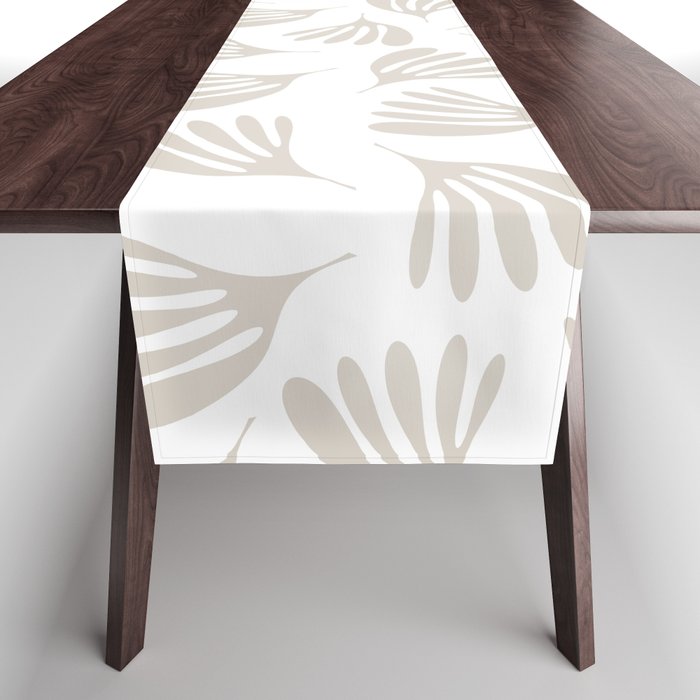 Wispy Leaves Neutral Contemporary Abstract Botanical Pattern Table Runner Gallery Image 1