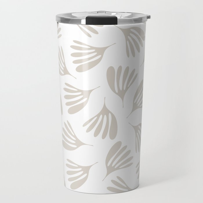 Wispy Leaves Neutral Contemporary Abstract Botanical Pattern Travel Mug Gallery Image 1