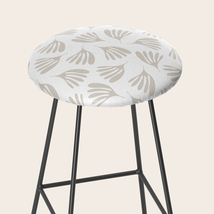 Wispy Leaves Neutral Contemporary Abstract Botanical Pattern Stool Gallery Image 2