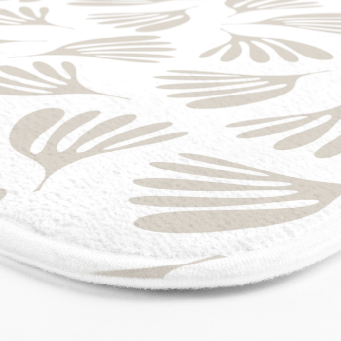 Wispy Leaves Neutral Contemporary Abstract Botanical Pattern Bath Mat Gallery Image 3