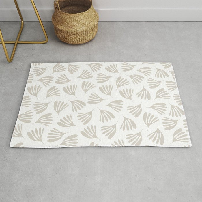Wispy Leaves Neutral Contemporary Abstract Botanical Pattern Rug Gallery Image 1