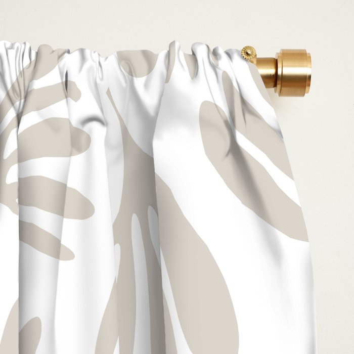 Wispy Leaves Neutral Contemporary Abstract Botanical Pattern Window Curtain Gallery Image 2