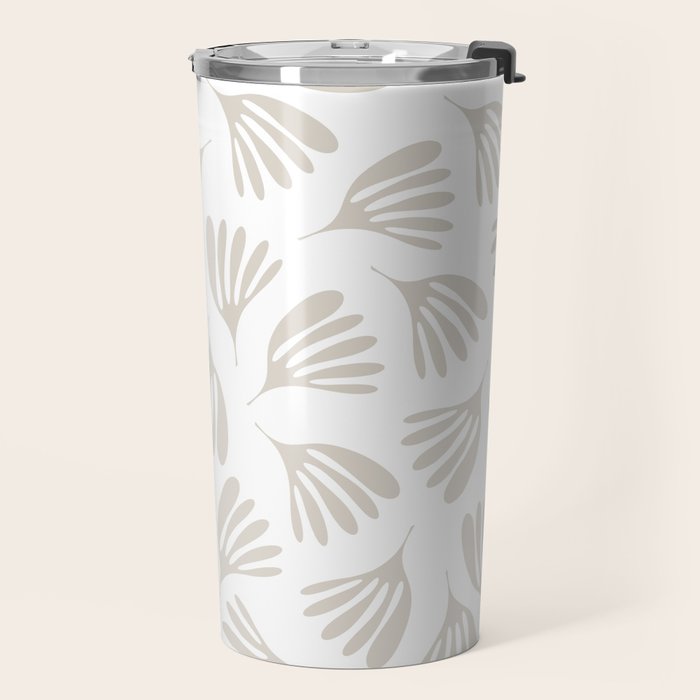 Wispy Leaves Neutral Contemporary Abstract Botanical Pattern Travel Mug Gallery Image 2