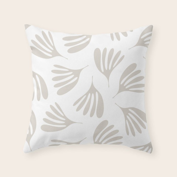 Wispy Leaves Neutral Contemporary Abstract Botanical Pattern Throw Pillow Gallery Image 6