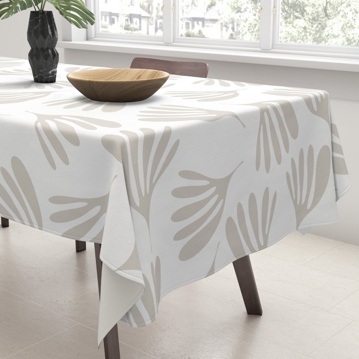 Wispy Leaves Neutral Contemporary Abstract Botanical Pattern Tablecloth Gallery Image 3