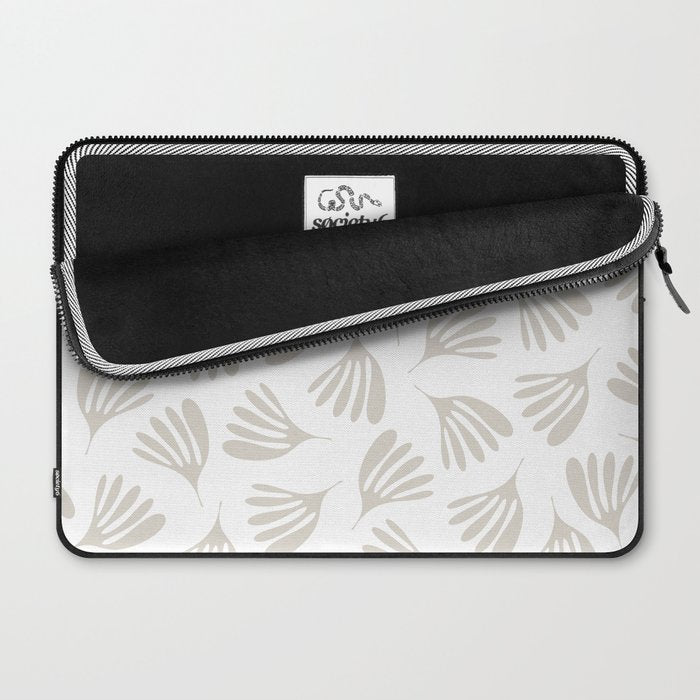 Wispy Leaves Neutral Contemporary Abstract Botanical Pattern Laptop Sleeve Gallery Image 2