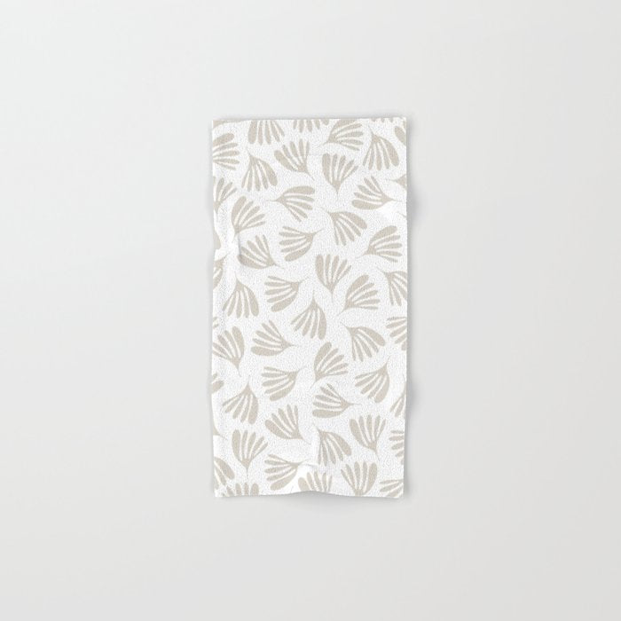Wispy Leaves Neutral Contemporary Abstract Botanical Pattern Bath Towel Gallery Image 1