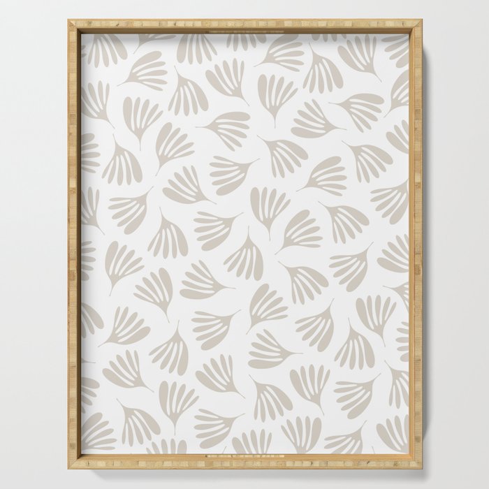 Wispy Leaves Neutral Contemporary Abstract Botanical Pattern Serving Tray Gallery Image 1