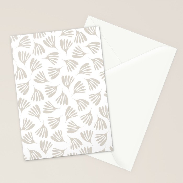 Wispy Leaves Neutral Contemporary Abstract Botanical Pattern Stationery Card Gallery Image 2