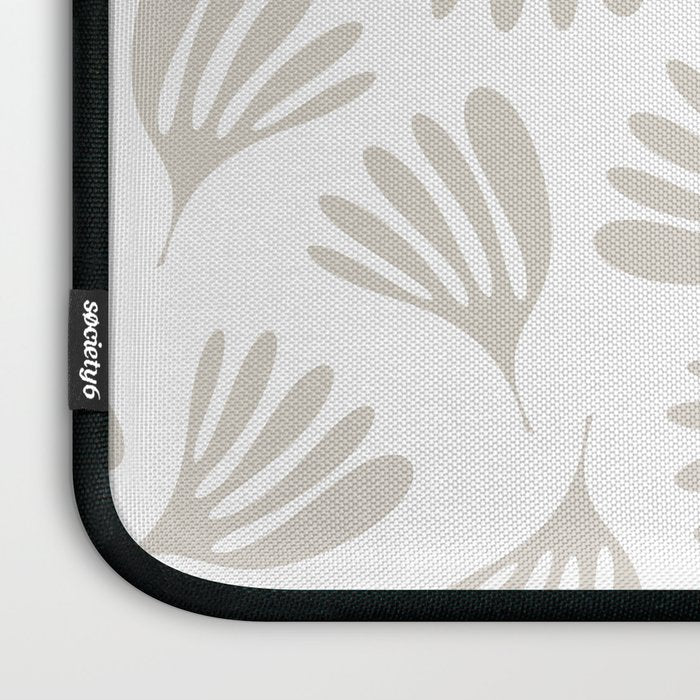 Wispy Leaves Neutral Contemporary Abstract Botanical Pattern Laptop Sleeve Gallery Image 3