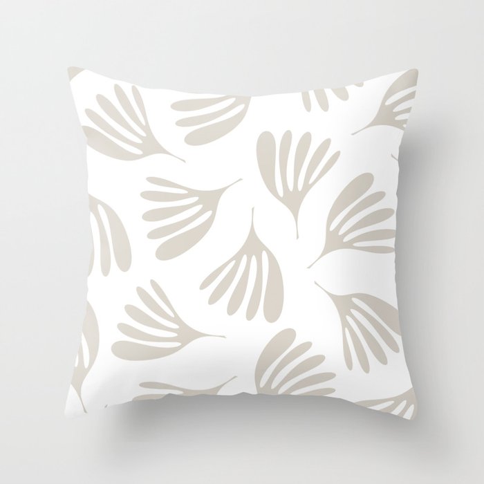 Wispy Leaves Neutral Contemporary Abstract Botanical Pattern Throw Pillow Gallery Image 6