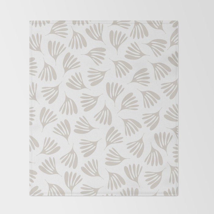 Wispy Leaves Neutral Contemporary Abstract Botanical Pattern Throw Blanket Gallery Image 2