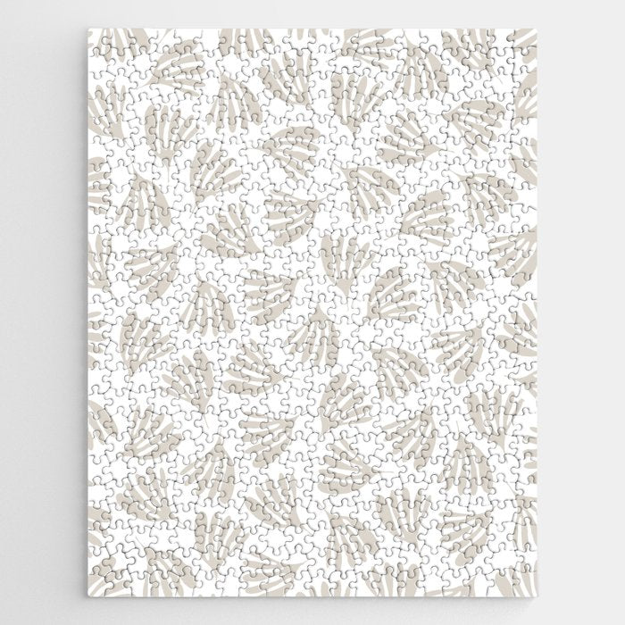 Wispy Leaves Neutral Contemporary Abstract Botanical Pattern Jigsaw Puzzle Gallery Image 1