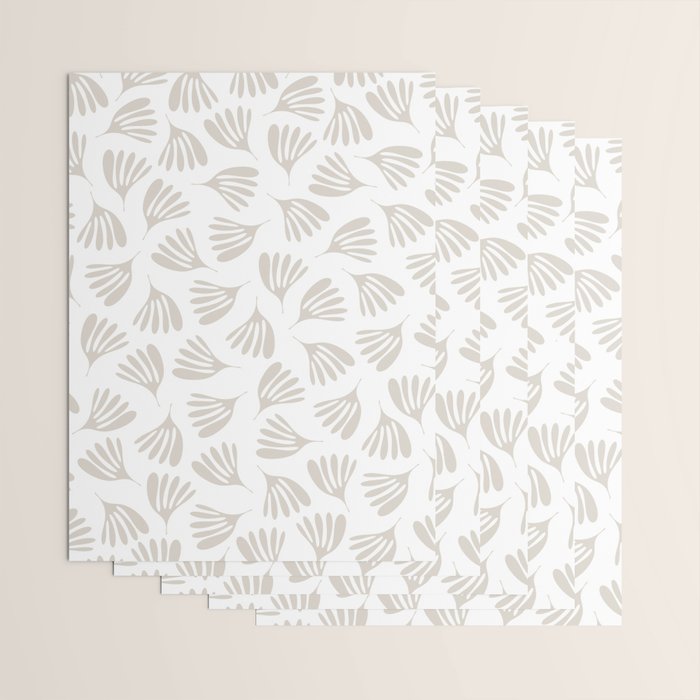 Wispy Leaves Neutral Contemporary Abstract Botanical Pattern Wrapping Paper Gallery Image 3