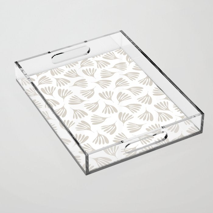 Wispy Leaves Neutral Contemporary Abstract Botanical Pattern Acrylic Tray Gallery Image 1