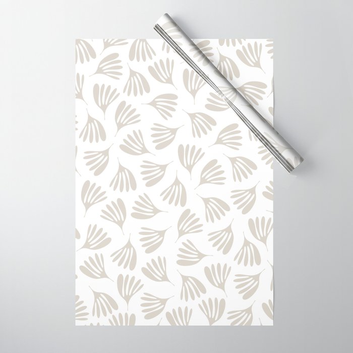 Wispy Leaves Neutral Contemporary Abstract Botanical Pattern Wrapping Paper Gallery Image 1