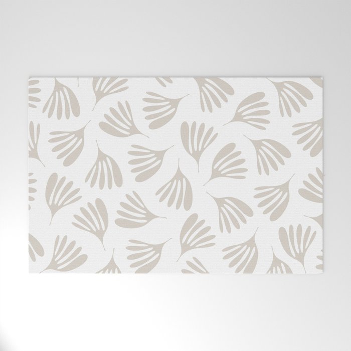 Wispy Leaves Neutral Contemporary Abstract Botanical Pattern Welcome Mat Gallery Image 1