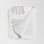 Wispy Leaves Neutral Contemporary Abstract Botanical Pattern Throw Blanket Gallery Image 3