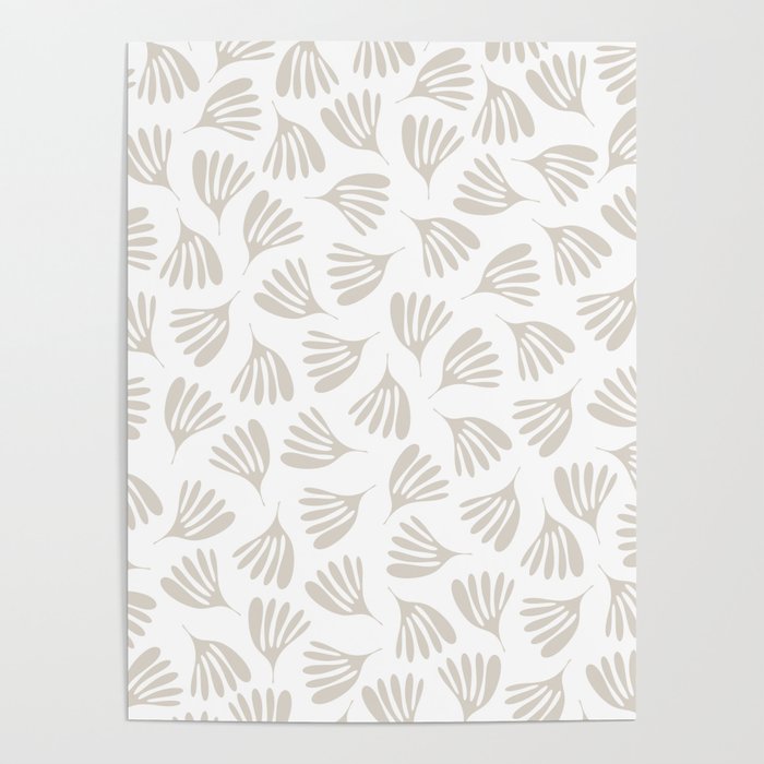 Wispy Leaves Neutral Contemporary Abstract Botanical Pattern Poster Gallery Image 1