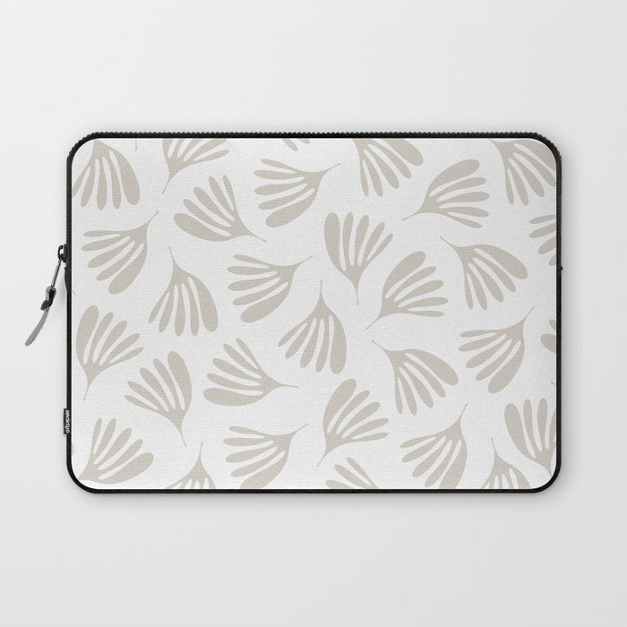 Wispy Leaves Neutral Contemporary Abstract Botanical Pattern Laptop Sleeve Gallery Image 1