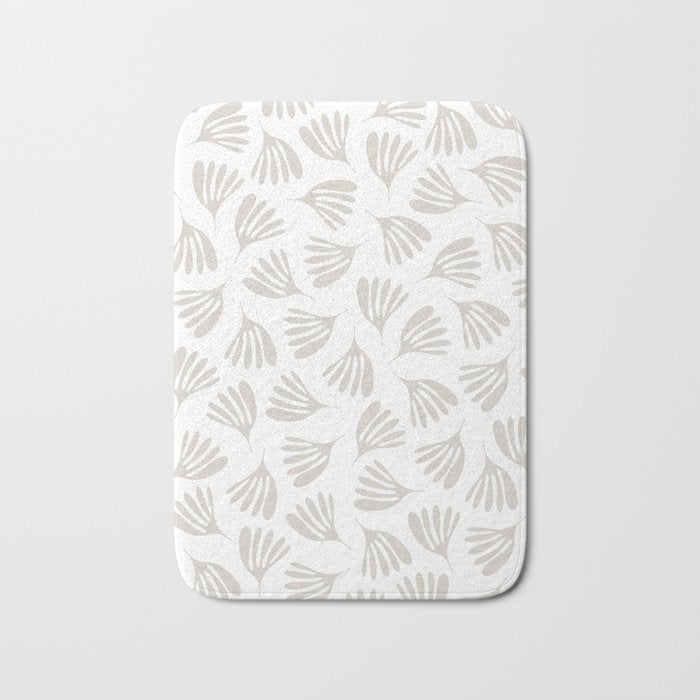 Wispy Leaves Neutral Contemporary Abstract Botanical Pattern Bath Mat Gallery Image 1