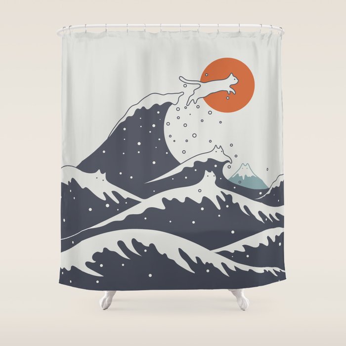 Cat Landscape 55C Shower Curtain Gallery Image 1