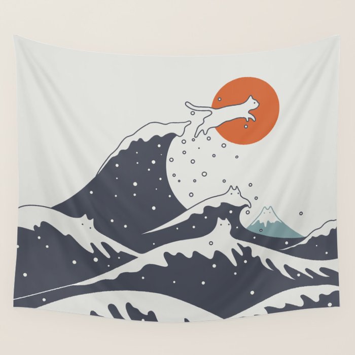 Cat Landscape 55C Wall Tapestry Gallery Image 1