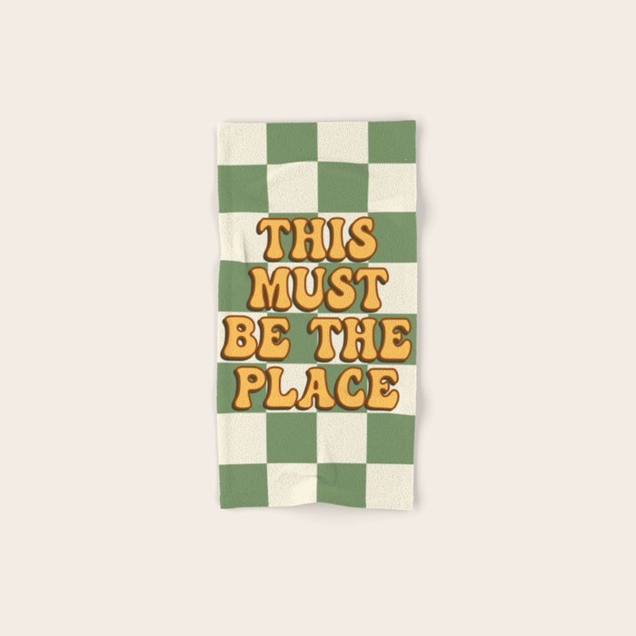 This Must Be The Place (Green Checkerboard) Bath Towel Gallery Image 1