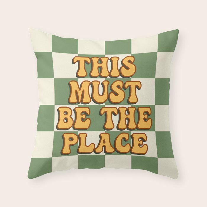 This Must Be The Place (Green Checkerboard) Throw Pillow Gallery Image 6