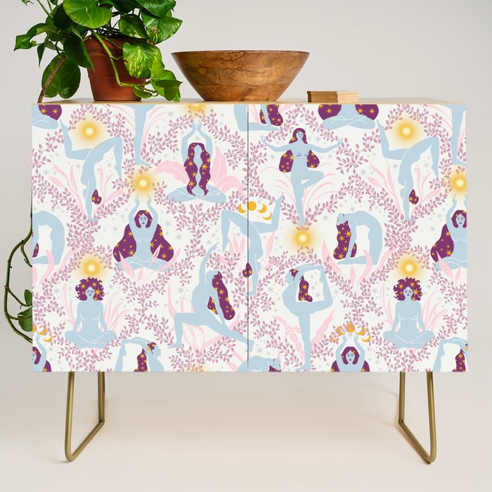 Feel the Cosmic Yoga Balance pink Credenza Gallery Image 1